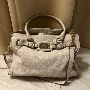 White Michael Kors Hamilton East West Large Soft Leather Satchel
